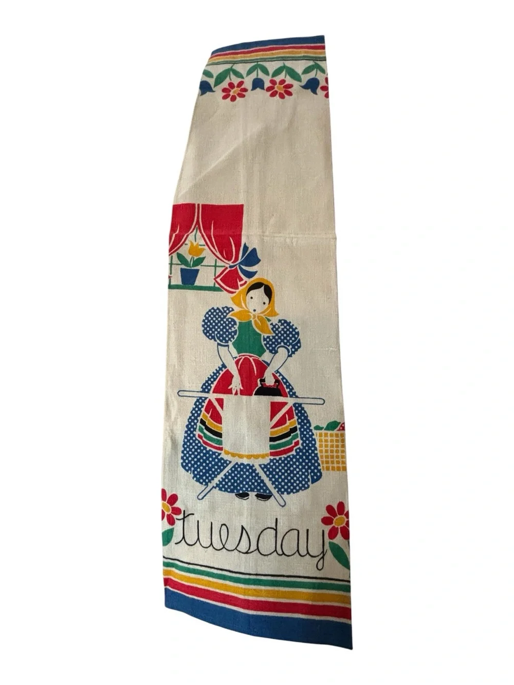 MCM Quality Linens Pure Linen Tea Towel Days Of The Week “Tuesday” Dutch Girl
